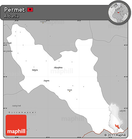 Gray Simple Map of Përmet