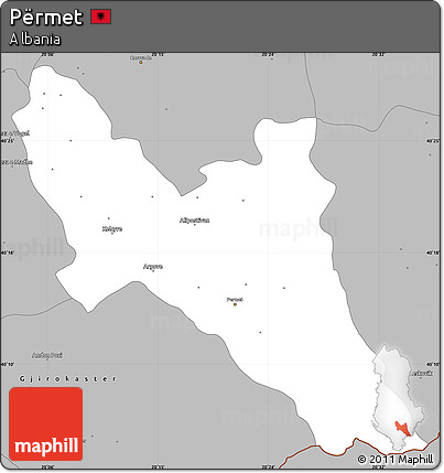 Gray Simple Map of Përmet