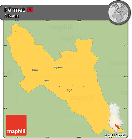 Savanna Style Simple Map of Përmet, single color outside