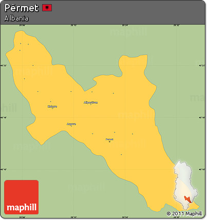 Savanna Style Simple Map of Përmet, single color outside