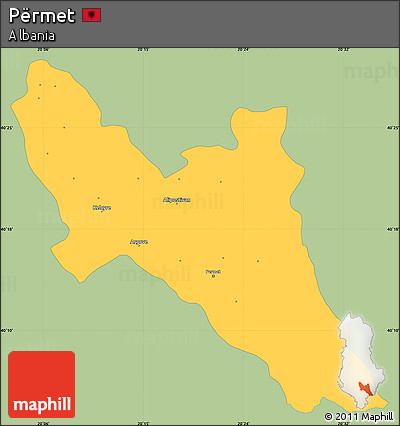 Savanna Style Simple Map of Përmet, single color outside