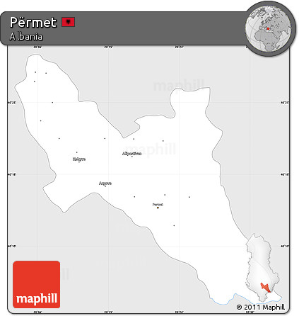 Silver Style Simple Map of Përmet, single color outside