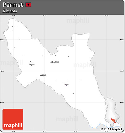 Silver Style Simple Map of Përmet, single color outside