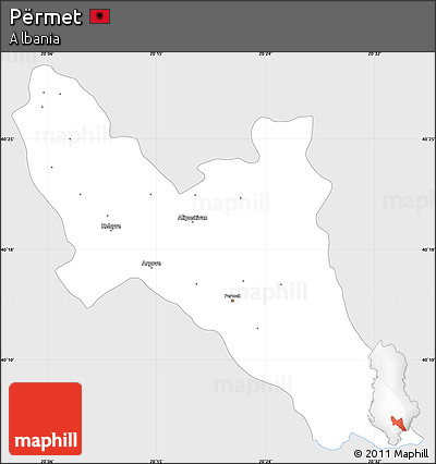 Silver Style Simple Map of Përmet, single color outside