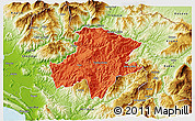 Political 3D Map of Pukë, physical outside