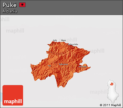 Political 3D Map of Pukë, single color outside