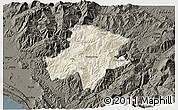 Shaded Relief 3D Map of Pukë, darken