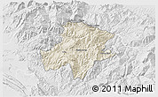 Shaded Relief 3D Map of Pukë, lighten, desaturated