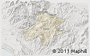 Shaded Relief 3D Map of Pukë, lighten, semi-desaturated