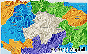 Shaded Relief 3D Map of Pukë, political outside