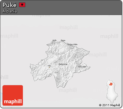 Silver Style 3D Map of Pukë, single color outside