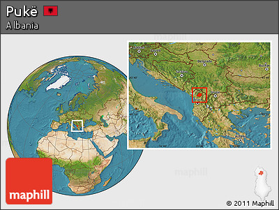 Satellite Location Map of Pukë