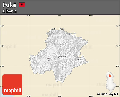 Classic Style Map of Pukë, single color outside