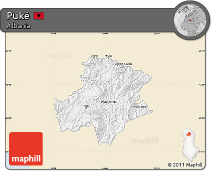 Classic Style Map of Pukë, single color outside