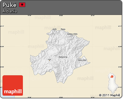 Classic Style Map of Pukë, single color outside