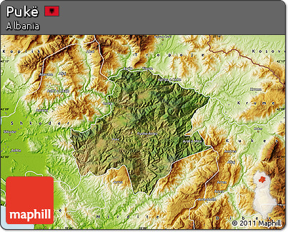 Satellite Map of Pukë, physical outside