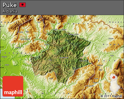 Satellite Map of Pukë, physical outside