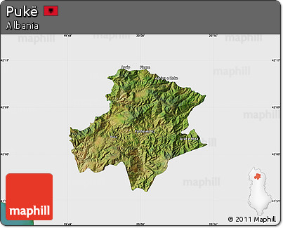 Satellite Map of Pukë, single color outside