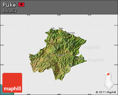 Satellite Map of Pukë, single color outside