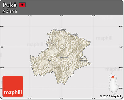 Shaded Relief Map of Pukë, cropped outside