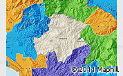 Shaded Relief Map of Pukë, political outside