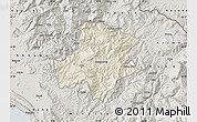 Shaded Relief Map of Pukë, semi-desaturated