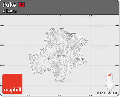 Silver Style Map of Pukë, single color outside