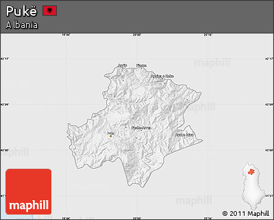Silver Style Map of Pukë, single color outside