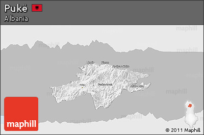 Gray Panoramic Map of Pukë, single color outside