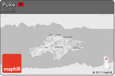 Gray Panoramic Map of Pukë, single color outside