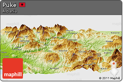 Physical Panoramic Map of Pukë