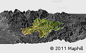 Satellite Panoramic Map of Pukë, darken, desaturated