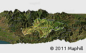 Satellite Panoramic Map of Pukë, darken