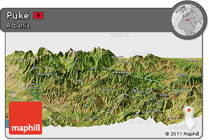 Satellite Panoramic Map of Pukë