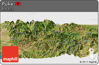 Satellite Panoramic Map of Pukë