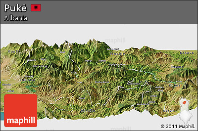 Satellite Panoramic Map of Pukë