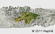 Satellite Panoramic Map of Pukë, lighten, semi-desaturated