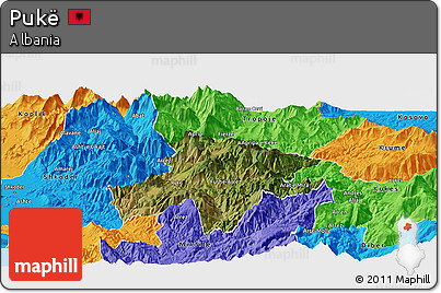 Satellite Panoramic Map of Pukë, political outside
