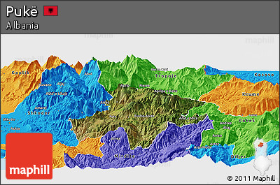 Satellite Panoramic Map of Pukë, political outside