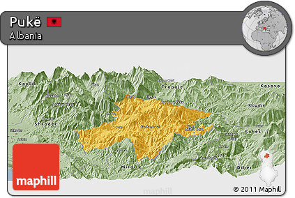 Savanna Style Panoramic Map of Pukë