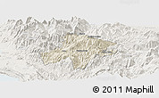 Shaded Relief Panoramic Map of Pukë, lighten