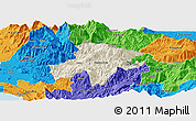 Shaded Relief Panoramic Map of Pukë, political outside