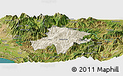 Shaded Relief Panoramic Map of Pukë, satellite outside