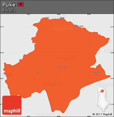 Political Simple Map of Pukë, single color outside