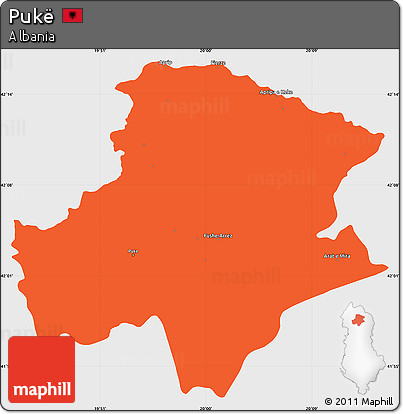 Political Simple Map of Pukë, single color outside