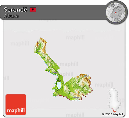 Physical 3D Map of Sarandë, cropped outside