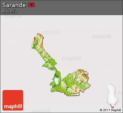 Physical 3D Map of Sarandë, cropped outside