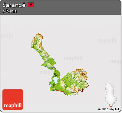 Physical 3D Map of Sarandë, cropped outside