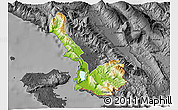 Physical 3D Map of Sarandë, darken, desaturated