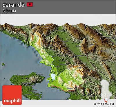 Physical 3D Map of Sarandë, darken